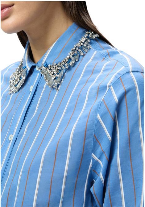 Camicia a righe con colletto ricamato con strass PINKO | Camicie | 104813 A2ETEZZ